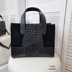 Стильна сумка з тисненням рептилія на натур. замші Код 71846 