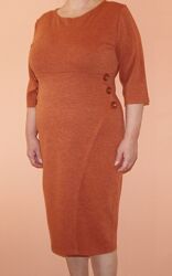 Платье новое теплое терракотового цвета с пуговицами 52 размер
