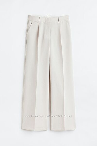 Нові. Широкі штани бренду h&m tailored trousers light beige ivory  Size Eur