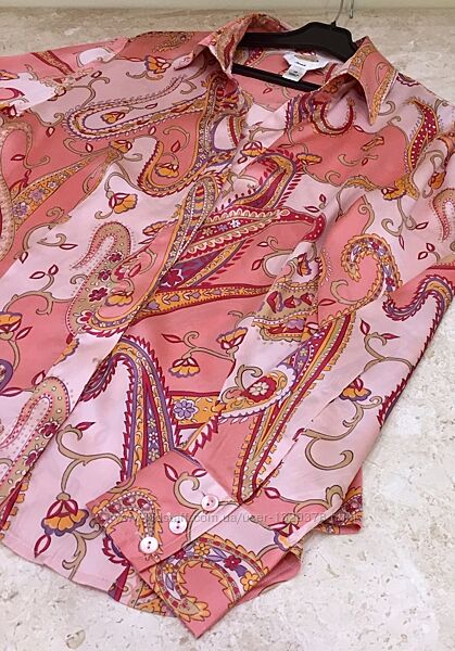 Блуза з стрейч шовку Talbots Stretch Silk Shirt Blouse Pink Multicolor ориг