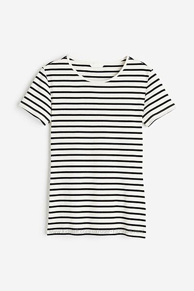 Нова футболка з бавовни H&M Ribbed T-shirt Size S  95 cotton 5 Elastane  