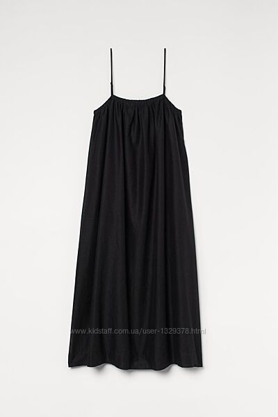Нова. Сукня з льону бавовни H&M Voluminous LINEN Blend Dress Solid Black зі 
