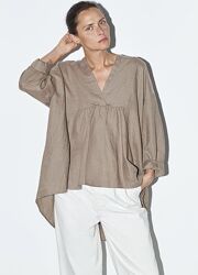 Блуза  з льону ZARA LINEN blouse Beige Coffee  100 linen  Size XXL  Стан і
