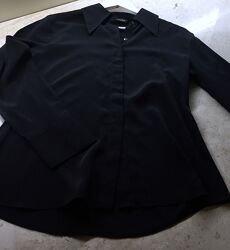 Сорочка під шовк MASSIMO DUTTI Black Classy Faux Silk Shirt Blouse size S  