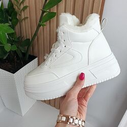  кроссовки зимние на платформе  белые, бежевые, черные 