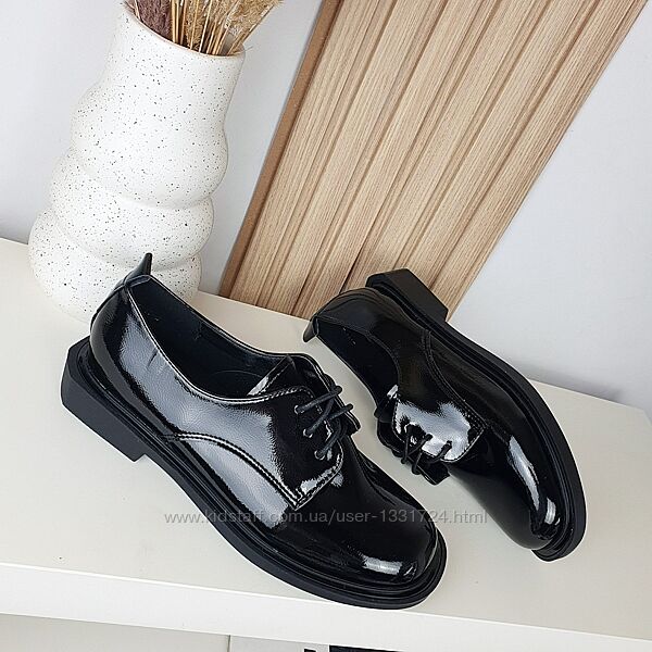 Туфлі на шнурках оксфорди чорні жіночі еколак 