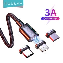 Магнитный кабель KUULA с 3-мя коннекторами MicroUSB Type-C Lightning