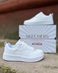 Базові білі шкіряні кросівки skechers sport court 92 у класичному силуеті