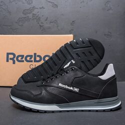 Мужские кожаные кроссовки Reebok Classic Leather Black 