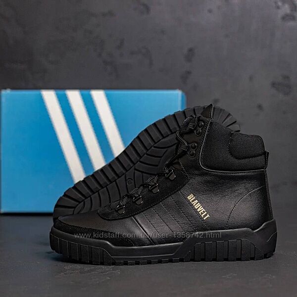 Мужские зимние кожаные ботинки Adidas Black Leather