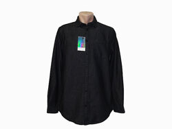 Розпродаж Чоловіча чорна джинсова сорочка з довгим рукавом Piazza Italia