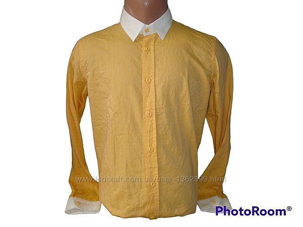 Розпродаж Чоловіча жовта сорочка з тканини жатка Fiver