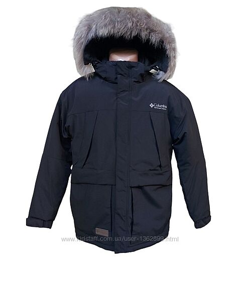 Розпродаж Чоловіча зимова чорна куртка парка Columbia з натуральною опушкою
