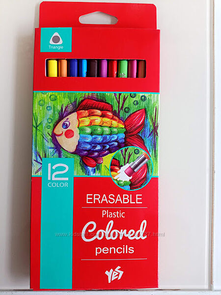 Карандаши цветные Yes с ластиком 12 цветов