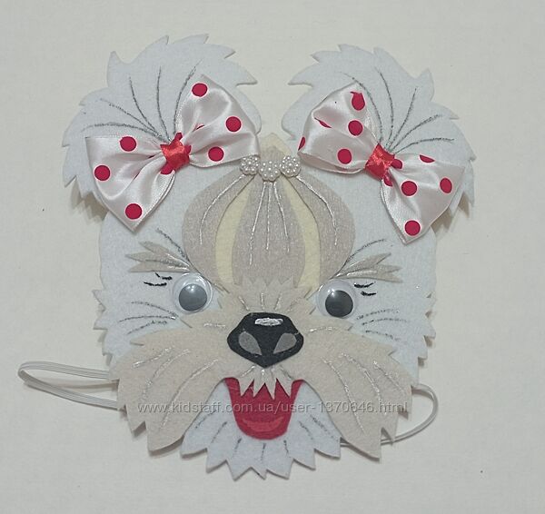 Карнавальна маска наголовник собачка для дівчинки
