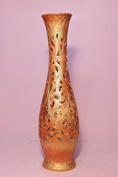Напольная ваза для особенного интерьера в огненном цвете Резная
