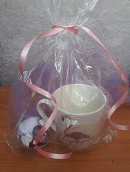 Подарочный набор чашка с фламинго Elegance и бомбочка для ванны 
