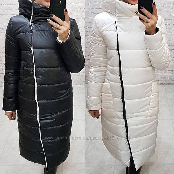 Зимове жіноче пальто двостороннє Женская зимняя куртка двухсторонняя чорний