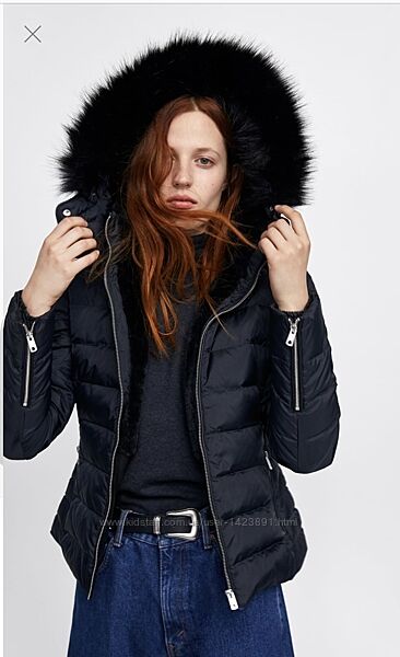 Zara зимова вкорочена куртка пуховик 