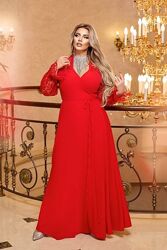 варіанти різні 42-70р червона святкова сукня в підлогу до коліна міді