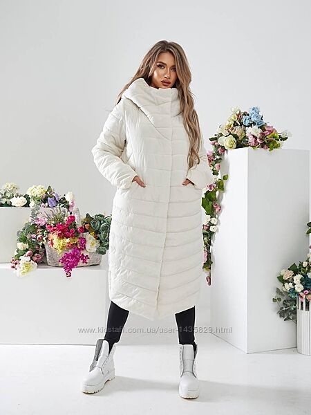 42-52р жіноче зимове пальто плащівка стьобане з капішоном подовжена куртка 
