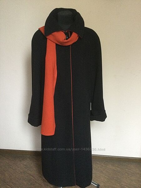 Пальто жіноче демісезонне з теракотовим шарфом