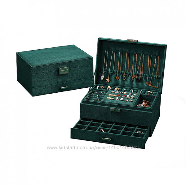 Бархатный ящик органайзер с замком для ювелирных изделий