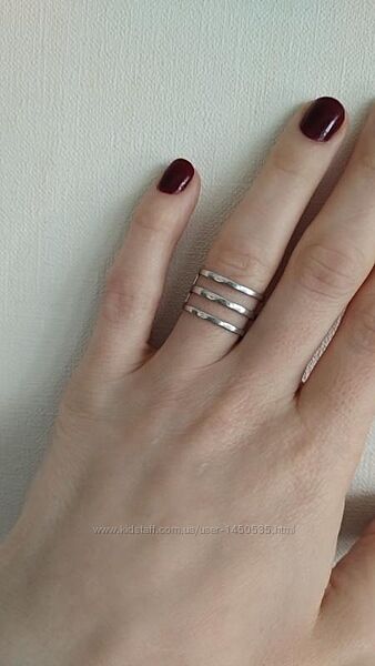 Потрійне кільце срібне 16,5
