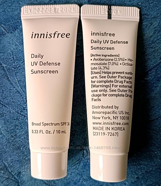 Крем SPF36 з Cica Innisfree Daily UV Defense Sunscreen мініатюра 10 мл