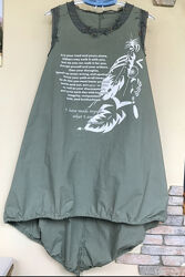 Платье кэжуал а-силуэт Glowy Италия с надписью, р. S-М