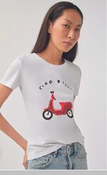 Белая футболка, украшенная красными стразами Vespa, Leo&Ugo, Франция