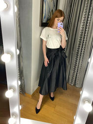  Юбка миди из эко - кожи, Италия