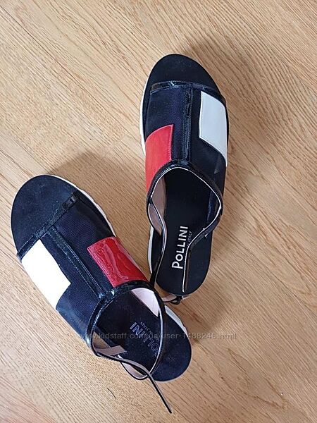 Босоножки сеточные комбинированные с кожей Pollini, Италия