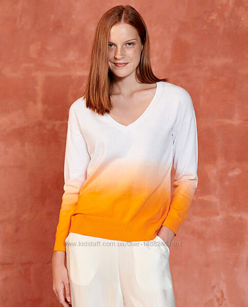 Пуловер бело-оранжевый градиент Marina V, Франция