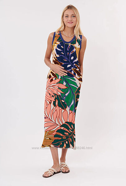 Длинное трикотажное платье без рукавов с принтом Derhy, Франция