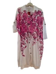 Платье-рубашка льняное цветочный принт Италия 