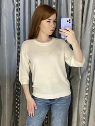 Пуловер белого цвета с сеточной вязкой Marina V, Франция 