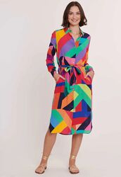 Платье рубашка разноцветный принт Derhy, Франция 