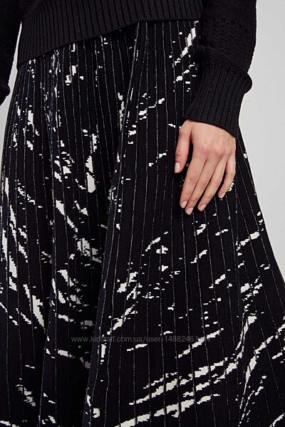 Юбка плиссе черного цвета принт клякса Derhy, Франция