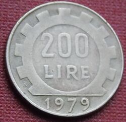 Монета Италии 200 лир