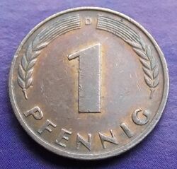 Монета ФРГ 1 пфенниг