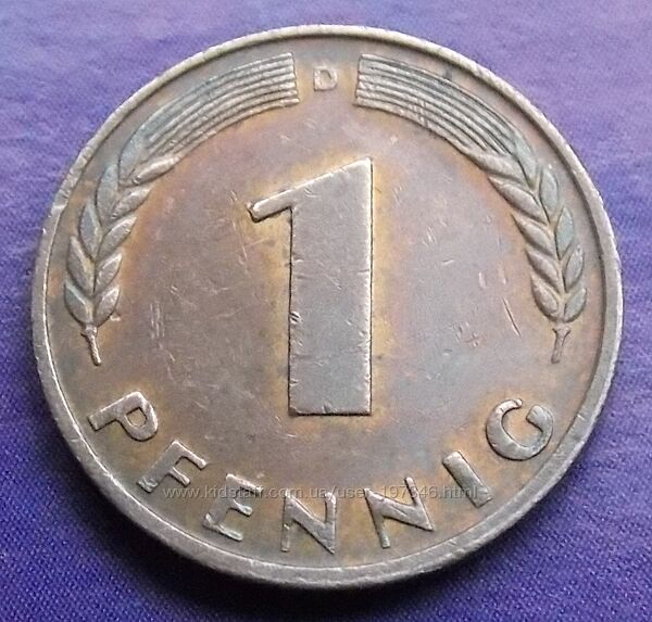 Монета ФРГ 1 пфенниг