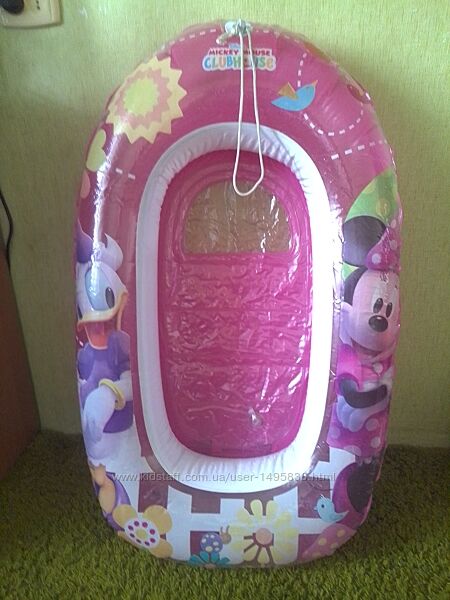 Надувная детская розовая лодка с окошком