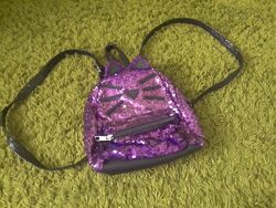 Рюкзак с паетками, блестящий фиолетовый рюкзак с ушками