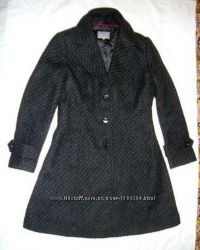 пальто Per Una размер 46  12 плащ шерсть черное женское демисезонное  