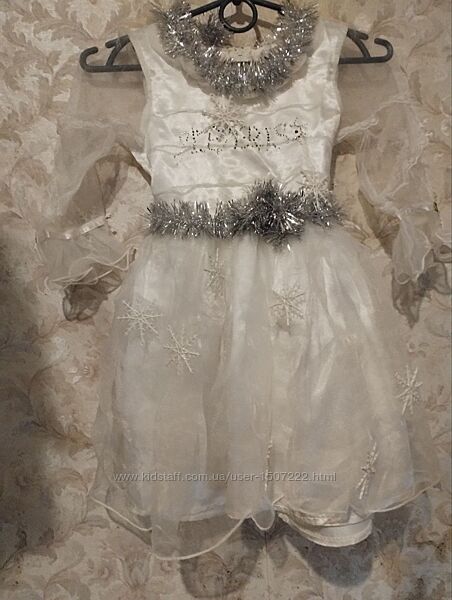 Платье снежинка 2-5 годика