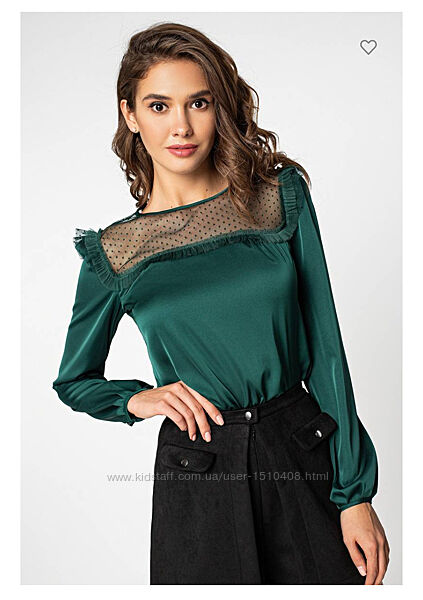 Шовкова блуза смарагдового кольору Лорі 42 р