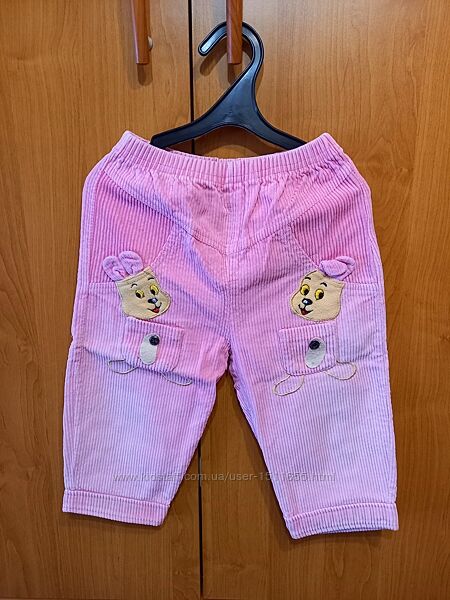 Штани для дівчинки, розмір 80-86, вельвет