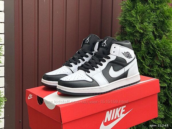 р.41 Стильные кроссовки- хайтопы Nike Air Jordan бело/черные 