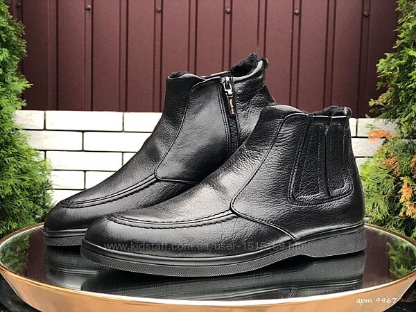 Зимние мужские ботинки Van kristi черные, кожа на меху р.40.43.44.
